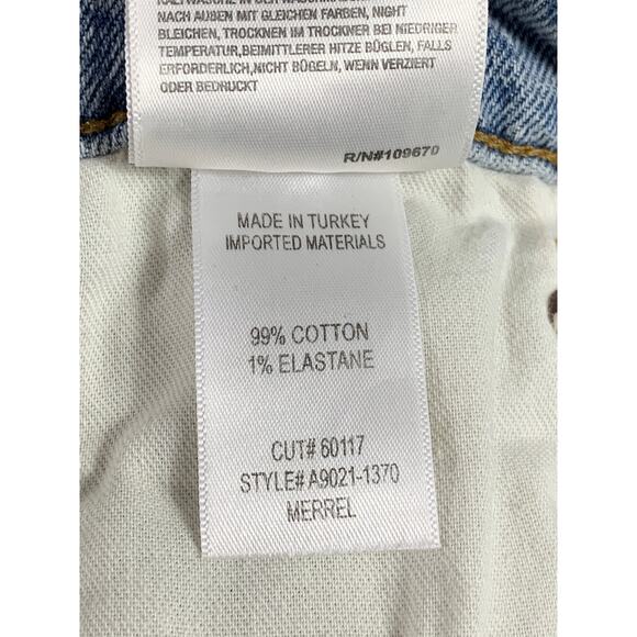 Agolde Merrel Straight Mid Rise Jeans Astray Womens 32 Light Wash Raw Hem Ankle - Picture 6 of 15